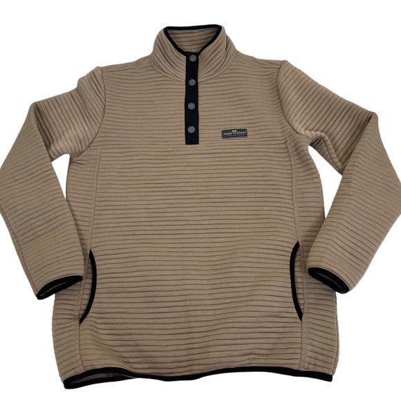 Simply Southern Mocha Ribbed Pullover Sweater Snap Collar Casual Comfy Sz S - Picture 9 of 16